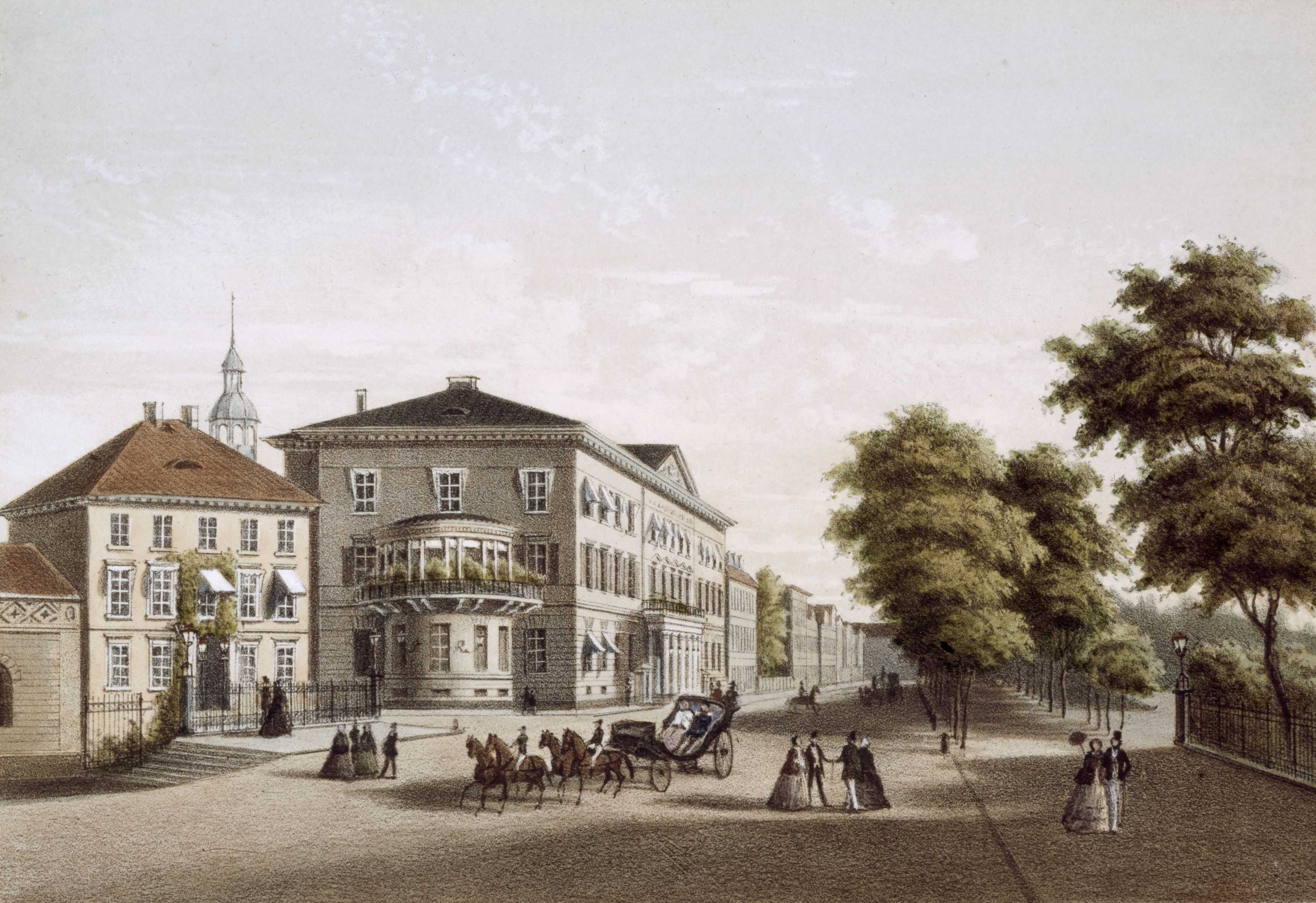 Das Gebäude wurde von dem Hof-Architekten Georg Ludwig Friedrich Laves als Stadtpalais für die adelige Familie von Wangenheim entworfen und in den Jahren 1829-32 erbaut. Der Friedrichswall – damals Friedrichsstraße – war erst vor einigen Jahren angelegt worden und zu dieser Zeit ein beliebtes Neubaugebiet für repräsentative Villen.
