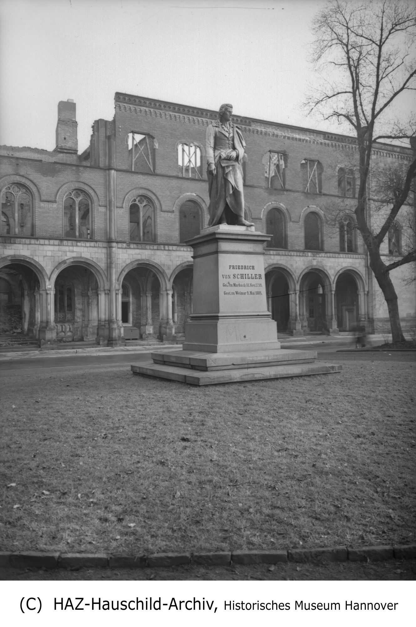 Die Idee zur Anschaffung des Denkmals ging mit der Umbenennung der Reitwallstraße in Schillerstraße 1859 einher, mit der man auch dem Dichter huldigen wollte. Friedrich Wilhelm Engelhard wurde mit der Schaffung des Denkmalmodells beauftragt und die Bronzegießerei Bernstorff & Eichwede mit dem Guss."